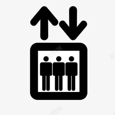 电梯乘坐图标黑白电梯标志上下箭头图标图标