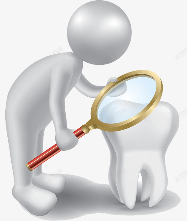 3D小人牙齿png免抠素材_88icon https://88icon.com 3D小人 口腔检查 放大镜 牙齿 牙齿诊断 病源处 细节 蛀牙 诊所