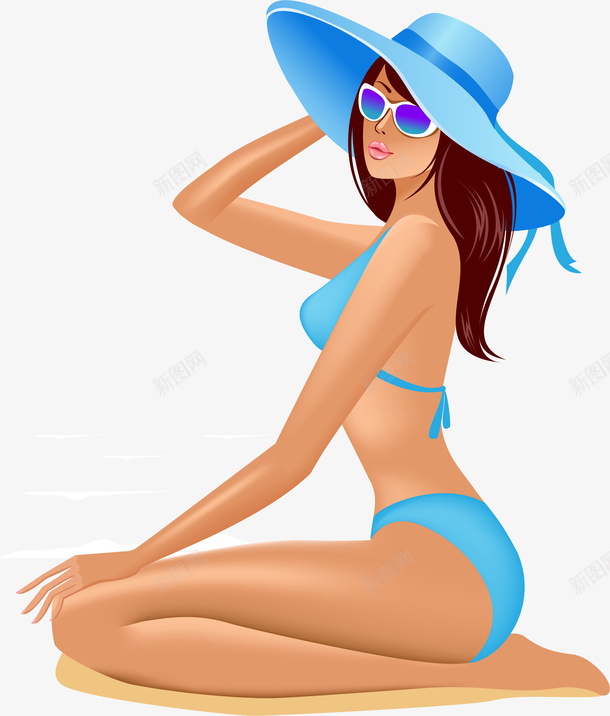 卡通穿比基尼的美女png免抠素材_88icon https://88icon.com 创意 动漫动画 卡通手绘 太阳帽 沙滩女郎 穿比基尼的美女 简约