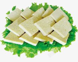 冻豆腐与菜叶素材
