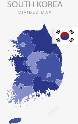 韩国国旗韩国国旗蓝色地图矢量图高清图片