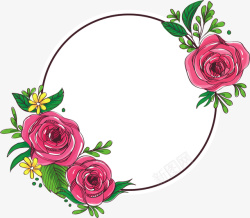 浪漫粉色玫瑰边框矢量图素材