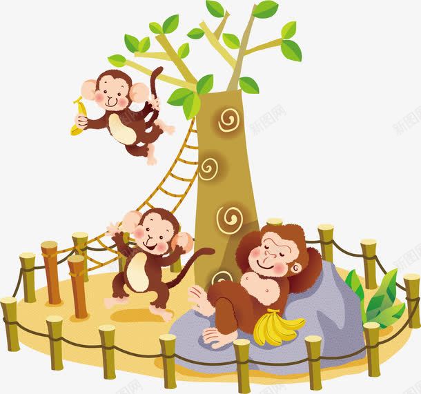 卡通动物园动物猴子png免抠素材_88icon https://88icon.com zoo 三只猴子 中国动物园 动物 动物园 卡通 可爱动物 木桩 栅栏 树木 植物 猴子 猴群 设计