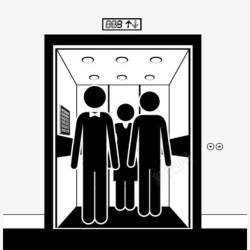 电梯维修手绘黑色电梯大门高清图片