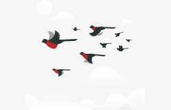春天鸟群空中自由飞翔的鸟群矢量图高清图片