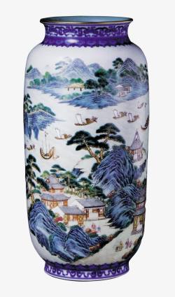 中国风山水画精美瓷瓶素材