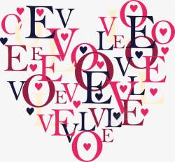 粉色浪漫卡通爱情字母素材