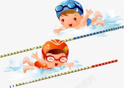 游泳的小女孩手绘奥运游泳项目高清图片