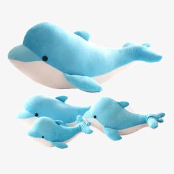 蓝色布艺可爱海豚娃娃实物图高清图片