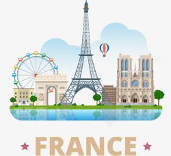 法国凯旋门风情卡通埃菲尔铁塔矢量图高清图片