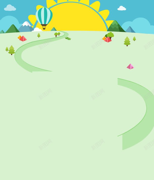 卡通背景png免抠素材_88icon https://88icon.com 卡通 小路 山 扁平 树林 森林 背景 草地 草坪