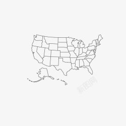 美国地图简化版素材
