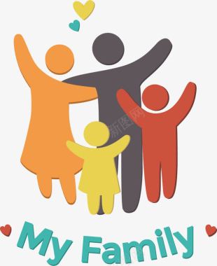 儿童格斗海报扁平化快乐家庭图标图标
