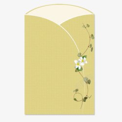 白色花装饰黄色信封素材