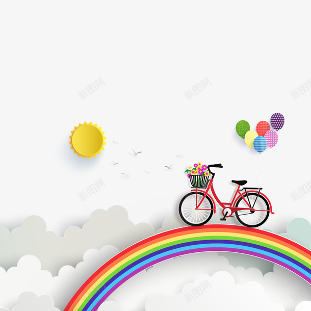 彩虹上的单车矢量图ai免抠素材_88icon https://88icon.com 太阳 彩虹 气球 矢量素材 背景 背景素材 自行车 矢量图