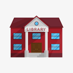 彩绘风格扁平式校园图书馆建筑高清图片
