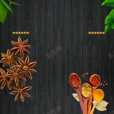 黑色平铺木板食品促销PSD分层主图背景背景