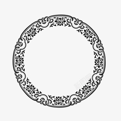黑色花纹欧式圆圈矢量图素材