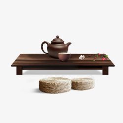 小茶桌茶具茶桌和椅垫高清图片