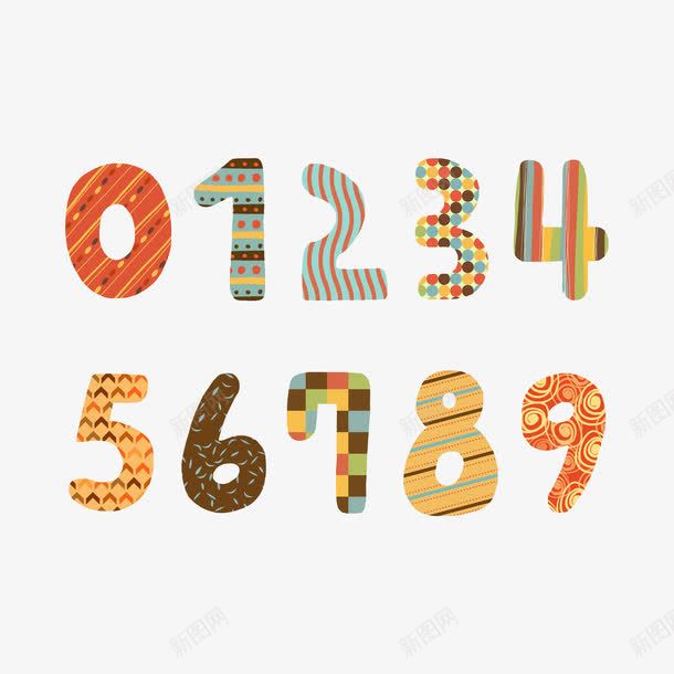 手绘彩色几何纹理数字png免抠素材_88icon https://88icon.com 123456789 1234567890 几何纹理 字符 彩色 手绘 阿拉伯数字