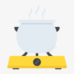 煮粥煤气灶上的砂锅手绘图高清图片