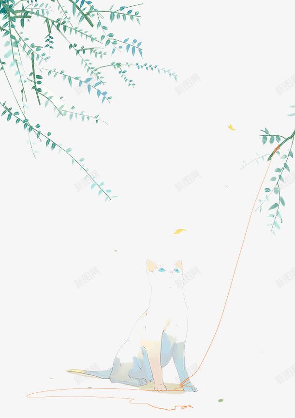 手绘树叶png免抠素材_88icon https://88icon.com 手绘 柳枝 树叶 水彩