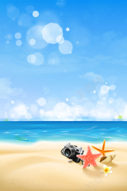 蓝色大海夏日风情沙滩背景背景