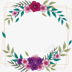 粉紫色婚礼花藤边框矢量图素材