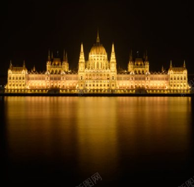 欧式建筑繁华都市夜景透明黄色光效背景