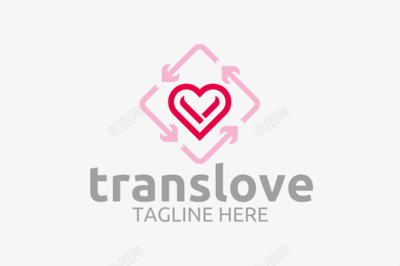 浪漫粉色爱心循环logo矢量图图标图标