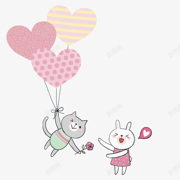 示爱的小猫png免抠素材_88icon https://88icon.com 兔子 卡通 小熊 气球 爱心 玫瑰花 粉色的