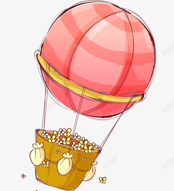 粉色热气球psd免抠素材_88icon https://88icon.com 可爱 热气球 爆米花 粉色