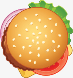 卡通创意汉堡美食装饰插画素材