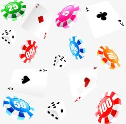 漂浮纸牌扑克牌筹码矢量图高清图片