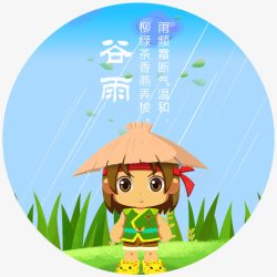 谷雨穿蓑衣中国传统二十四节气素材