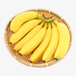 黄色篮子矢量实物放在竹篮子里的香蕉高清图片
