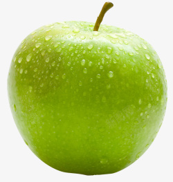 带水珠的绿色青苹果素材