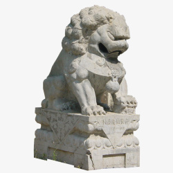 石狮背景大门白色石头狮子高清图片