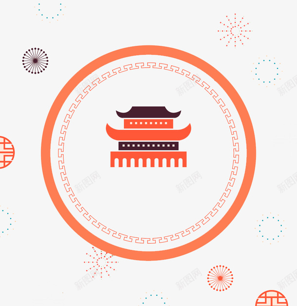 红色边框故宫圆形图png免抠素材_88icon https://88icon.com 中国风 创意 卡通 商务 圆形 彩色手绘 故宫 简约 红色边框