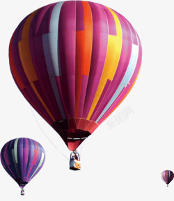 精美漂浮条纹热气球空中素材