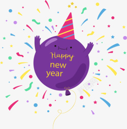 紫色气球新年贺卡矢量图素材