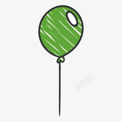 绿色氢气球手绘卡通绿色氢气球矢量图高清图片