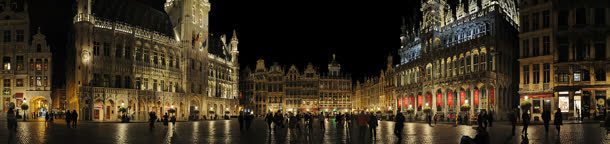 比利时广场夜景海报背景背景
