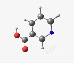 几何排列黑色烟酸B3分子形状高清图片