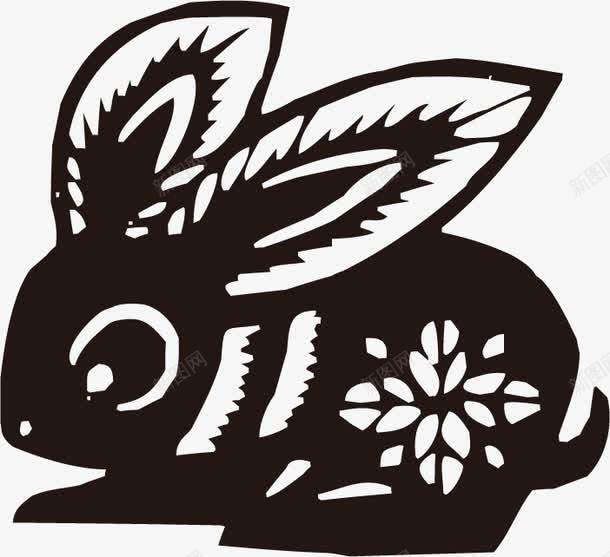 十二生肖剪纸png免抠素材_88icon https://88icon.com 兔子 剪纸 十二生肖 卡通设计 卯兔 模板 设计 黑白