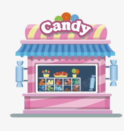 卡通粉色candy商店矢量图素材