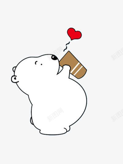 卡通的白熊图案png免抠素材_88icon https://88icon.com 动物喝水 可爱 喝水 多喝水 熊 爱心