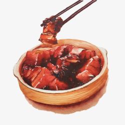 中国传统美食餐饮手绘红烧肉素材