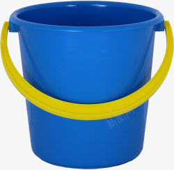 蓝色塑料夹一个蓝色圆形的水桶高清图片