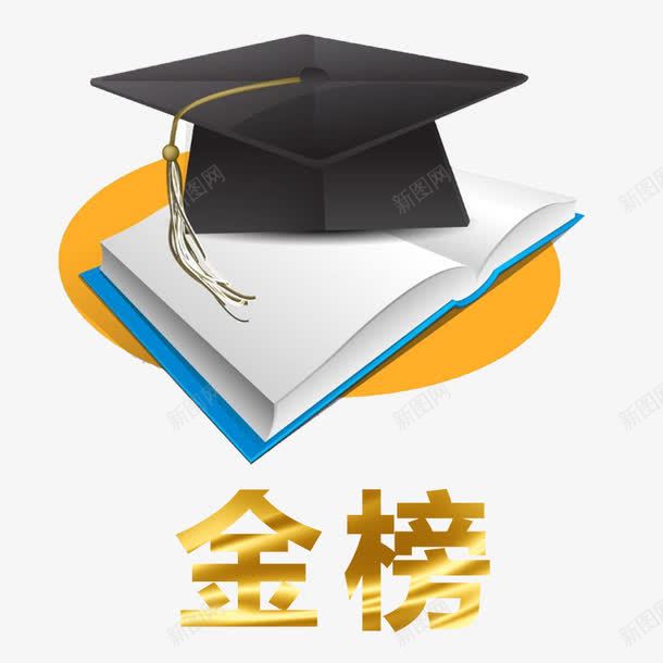 金色金榜题名psd免抠素材_88icon https://88icon.com 书本 博士帽 文化 艺术字 金榜 金榜题名 金色